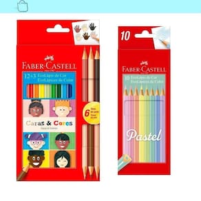 Kit Faber-Castell 10 Cores Pastel E 12 Cores 6 Tons De Pele