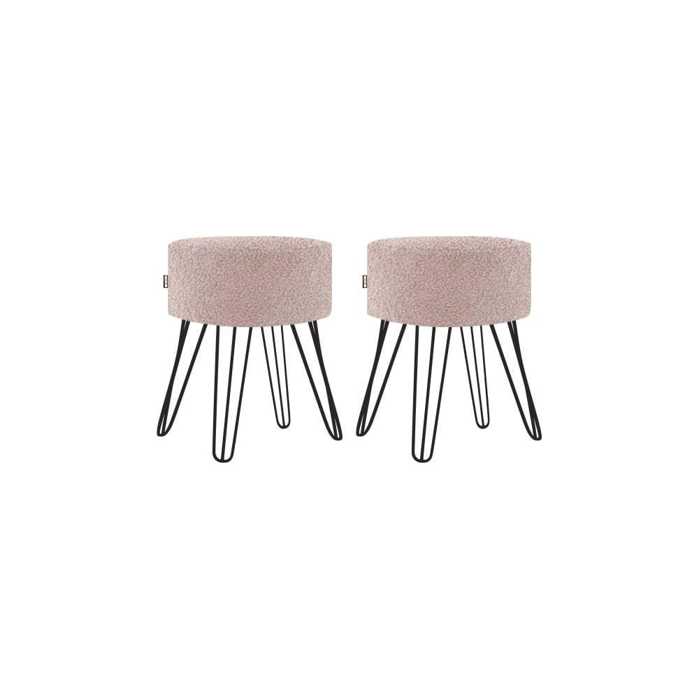 Puff Roma Pés Ferro 50cm Rosê 2 Unidades