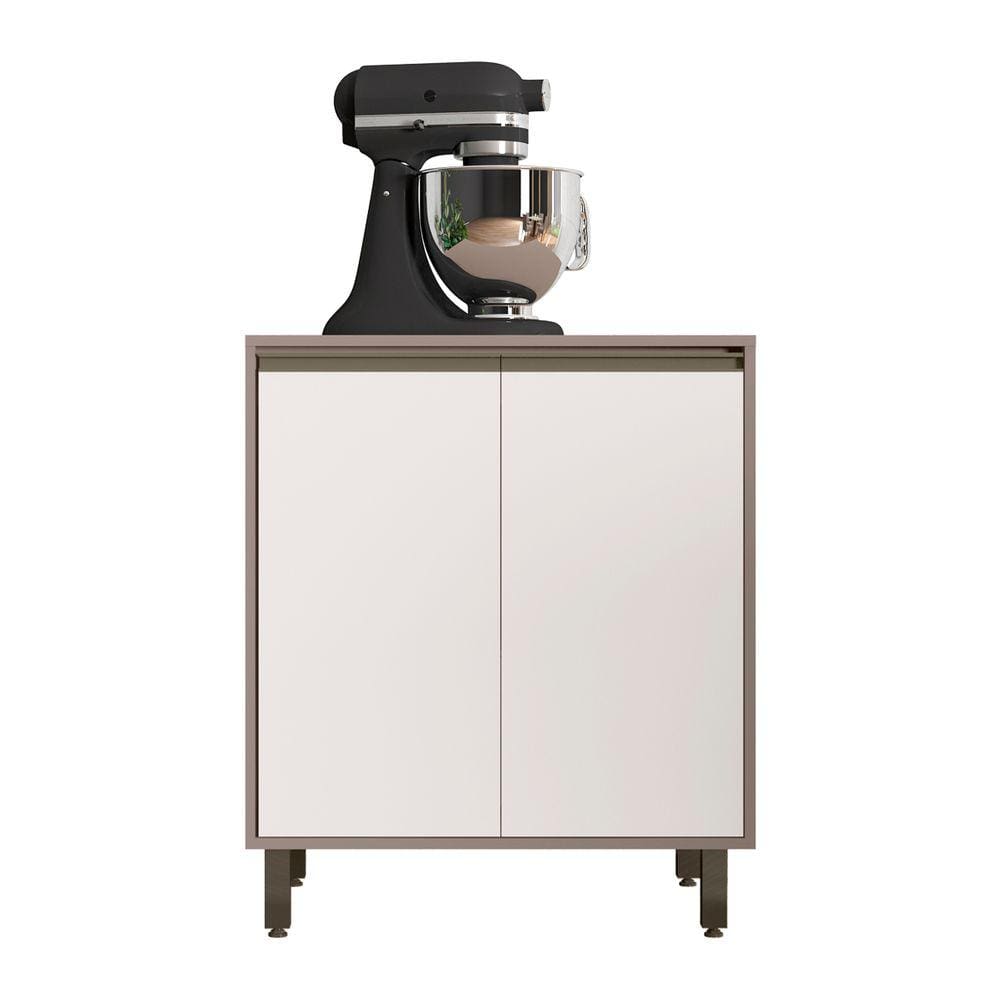 Balcão Com Tampo e 2 Portas Petra Cor Cappuccino Off White Poliman Móveis