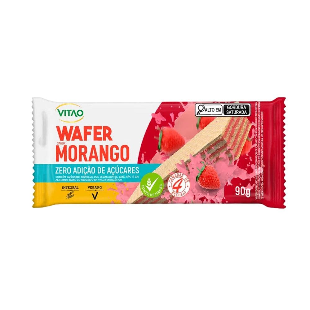 Wafer Integral Morango Zero 90g - Vitao