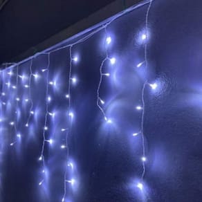 Cascata 100 LED 8 Funções (Branco) 70cmx2,75m | 127V Fio PVC