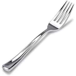 Kit 104 Garfos 18,5Cm Descartáveis De Luxo Em Plástico Prata