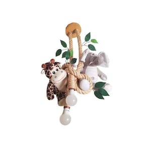 Luminária Infantil Casal De Pelúcias Safari Elefante Girafa