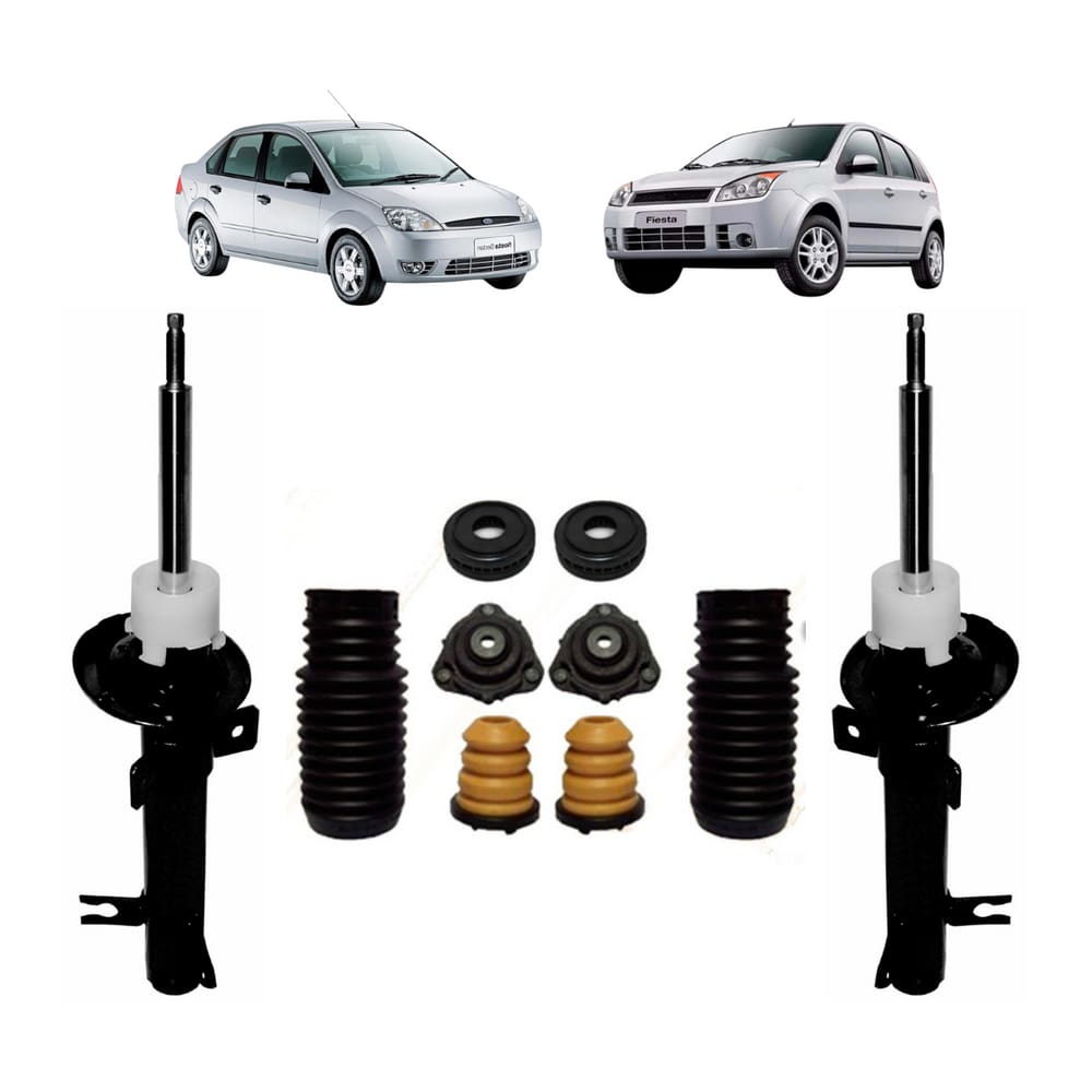 Kit Batente + Par Amortecedor Nakata Dianteiro Ford Fiesta Hatch 2003 A 2014