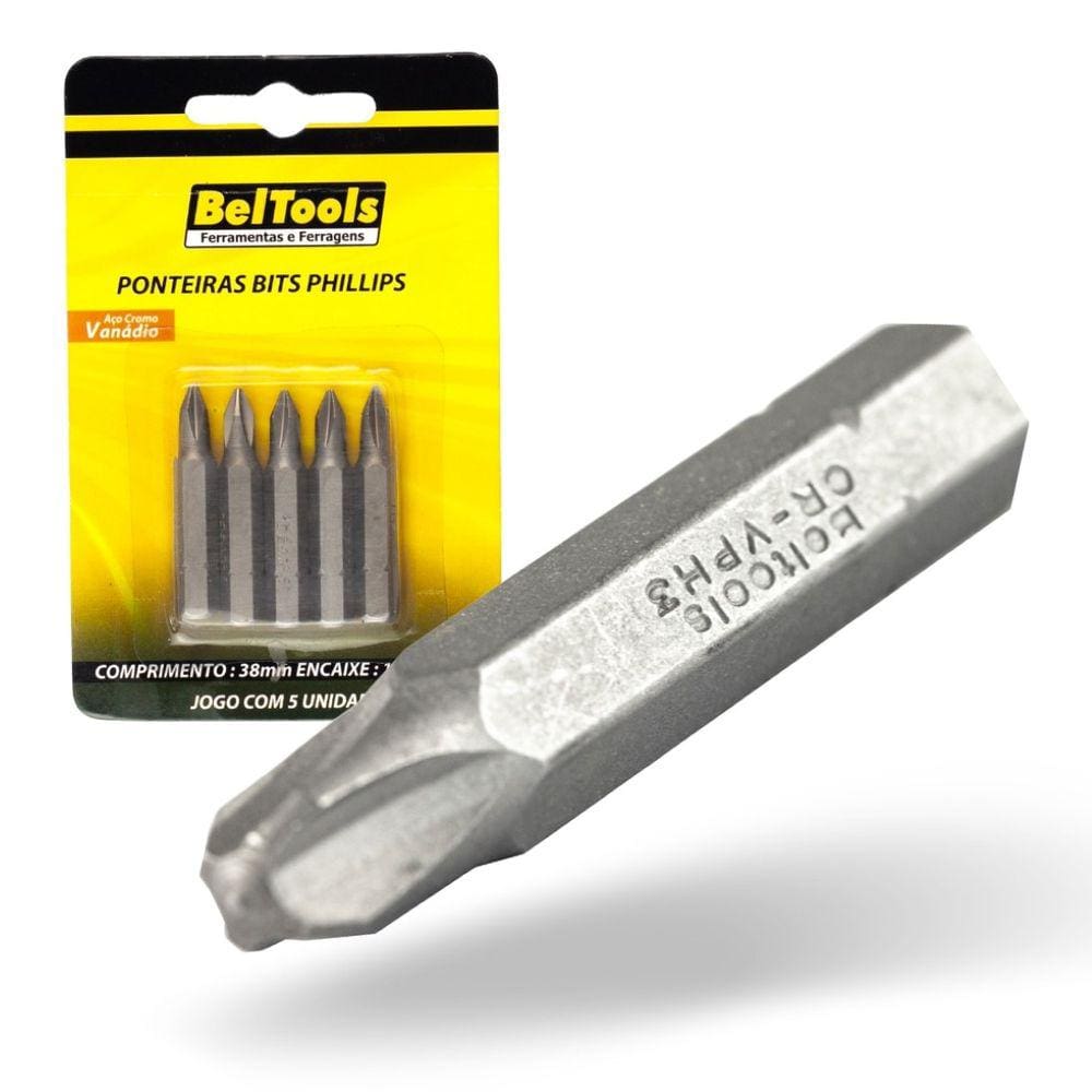 Kit 5 Ponta Bit Phillips CV 38mm x 1/4 x N2 Beltools
