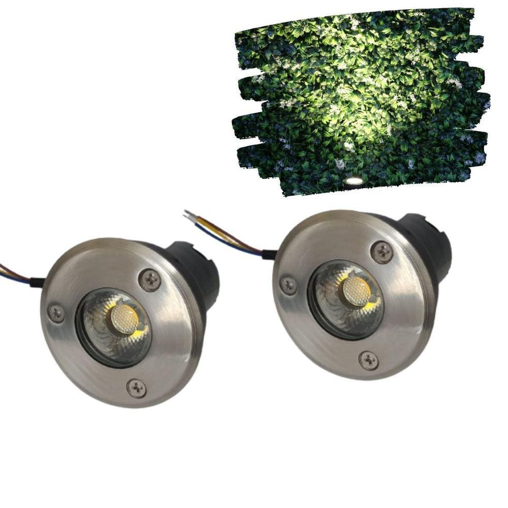 Kit Com 2 Balizador Led Cob 3W Bivolt Spot De Embutir Em Trilhas Piso Chão Gramado Escada Jardim Iluminação Banco Quente