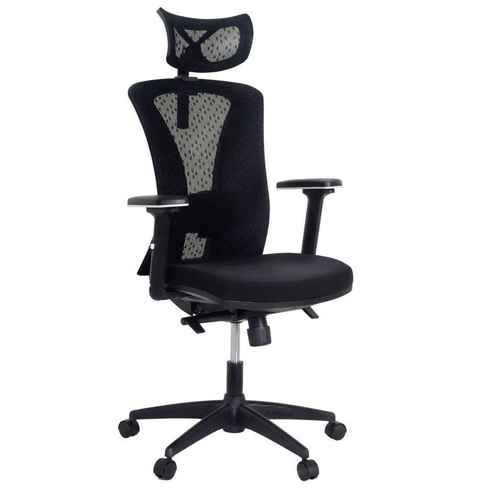 Cadeira Office Presidente Ergon.(NR17), Mec. Sincron, Assento/Braços Reguláveis, Encosto Tela