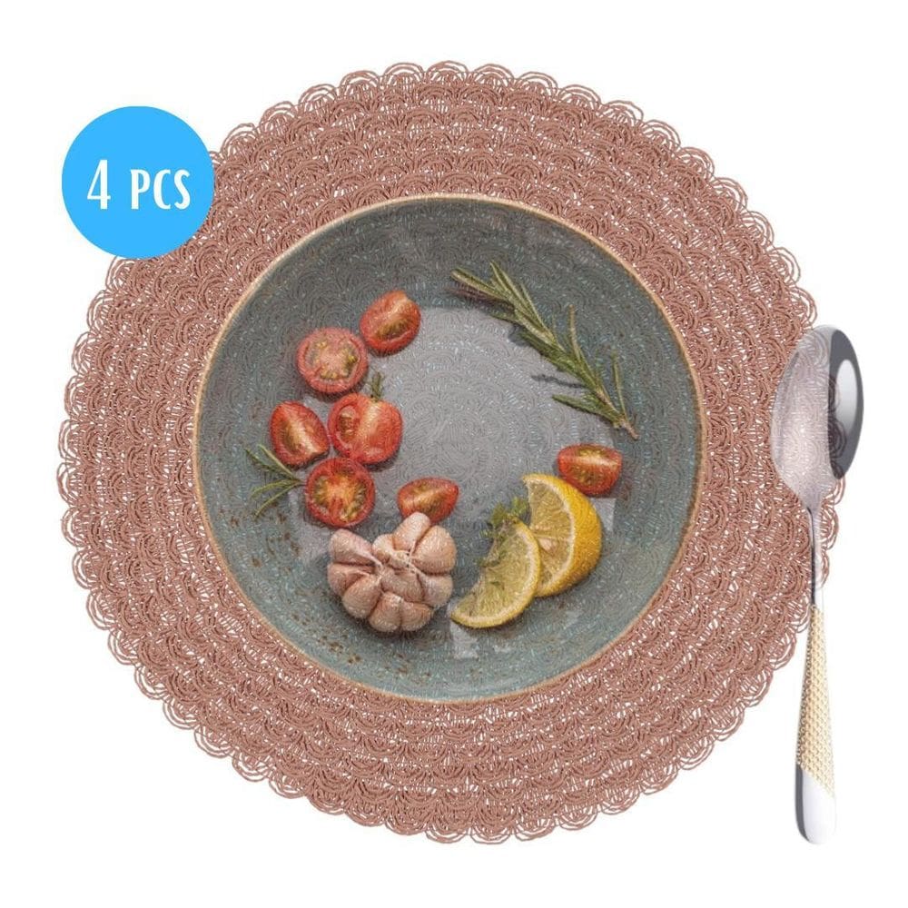 Jogo Americano 4 Lugares Redondo Sousplat Mesa Posta 38Cm