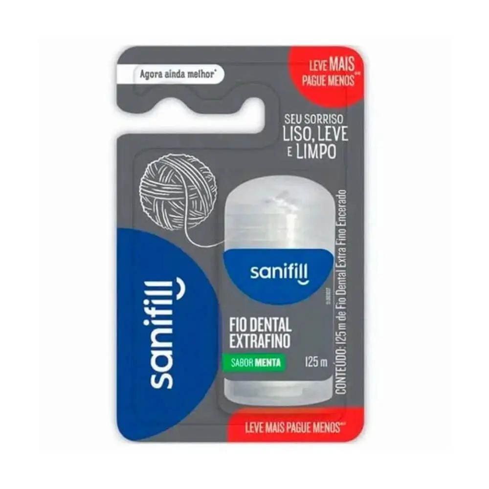 Fio Dental Sanifill Clássico Sabor Mental 125 Metros