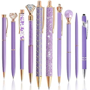 Conjunto de canetas esferográficas DAIKOYE, 10 unidades para crianças, mulheres e meninas, roxo