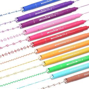 Conjunto de canetas marca-texto AOROKI de 12 marcadores de ponta dupla com curva colorida