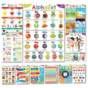 Cartazes educacionais Sproutbrite para decoração de sala de aula de crianças