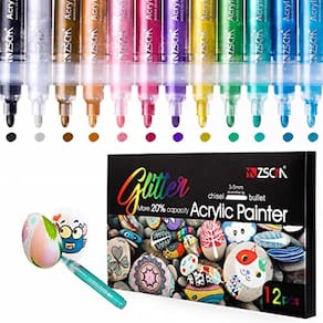 Canetas de pintura ZSCM, marcadores acrílicos de glitter de 12 cores para artesanato