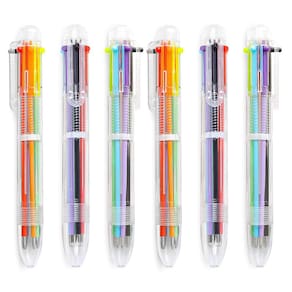 Caneta esferográfica multicolorida Hutou 6 em 1 com ponta de 0,5 mm, pacote com 24