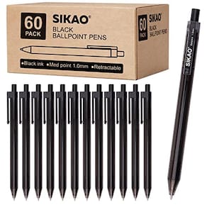 Caneta Sikao Black Ink Esferográfica de 1,0 mm de Ponto Médio (Caixa 60)