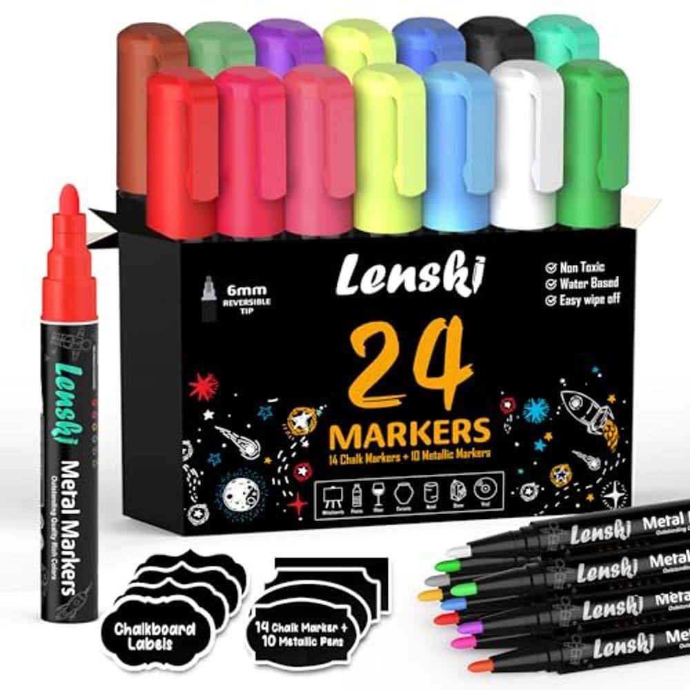 Marcadores de giz Lenski Chalkboard Janela de vidro lavável líquida