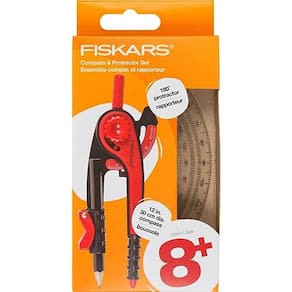 Conjunto de bússola e transferidor Fiskars Plastic para crianças de 8 anos ou mais