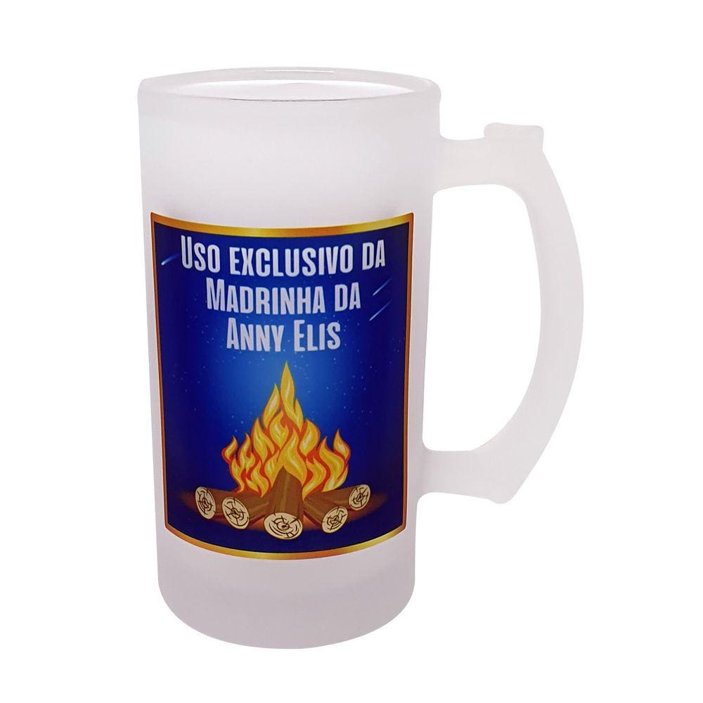 Caneca Vidro Uso Exclusivo da Madrinha Fogueira de São João