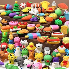 Borrachas de lápis UMIKU Animal 3D Desk Pet, pacote com 100 para crianças