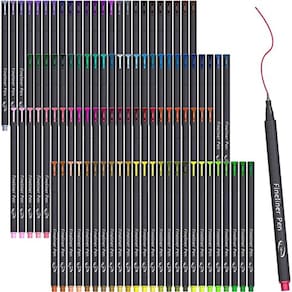 Canetas Planner Tebik, pacote 108, coloridas com 8 estênceis e 100 cores