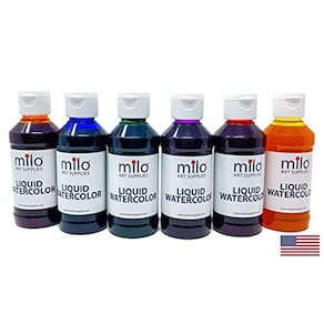 Conjunto de tinta aquarela milo Liquid 6 cores para garrafas de 120 ml