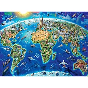 Quebra-cabeça: mapa de pontos turísticos mundiais do ChengQism, 1000 peças