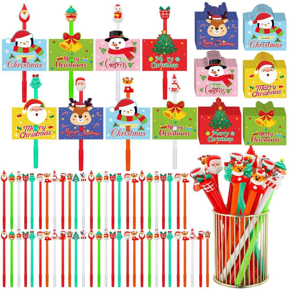 Canetas de tinta gel Zhanmai Christmas Cartoon 60 unidades com 60 cartões