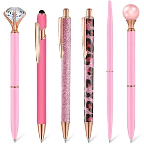 Conjunto de canetas esferográficas Qeeenar Metal Crystal Diamond, 6 unidades