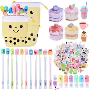 Conjunto de papelaria Sabary 228 unidades com bolsa telescópica para lápis Boba