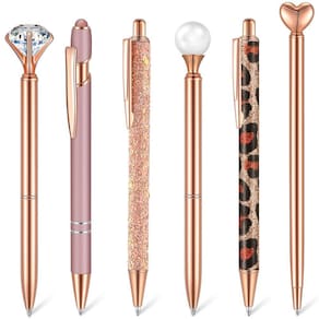 Conjunto de canetas esferográficas Qeeenar Metal Crystal Diamond, 6 unidades