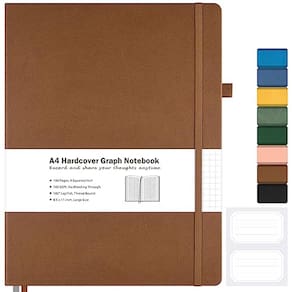 Caderno MALEDEN, papel gráfico A4, capa dura, 21x29,7 cm, marrom