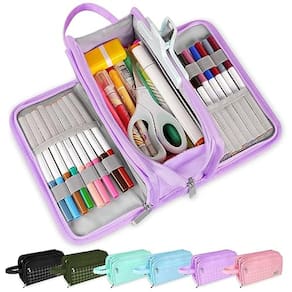 Estojo para lápis Sooez de grande capacidade com 3 compartimentos roxo