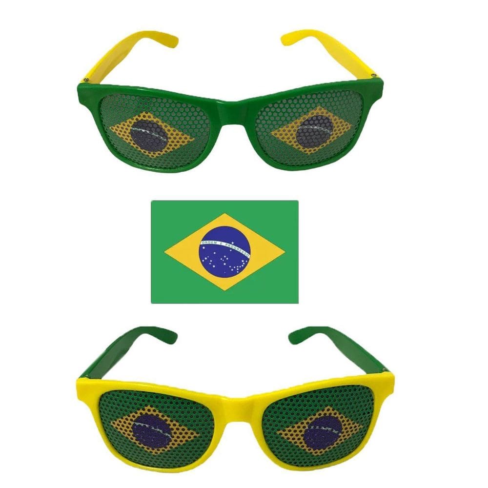 Kit 73 Óculos Verde E Amarelo Com Brandeira Do Brasil