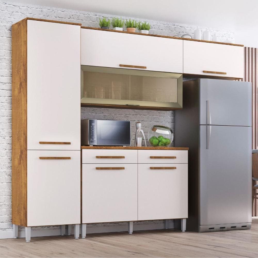 Armário Cozinha Girassol 7 Portas 2gav Pés Reguláveis