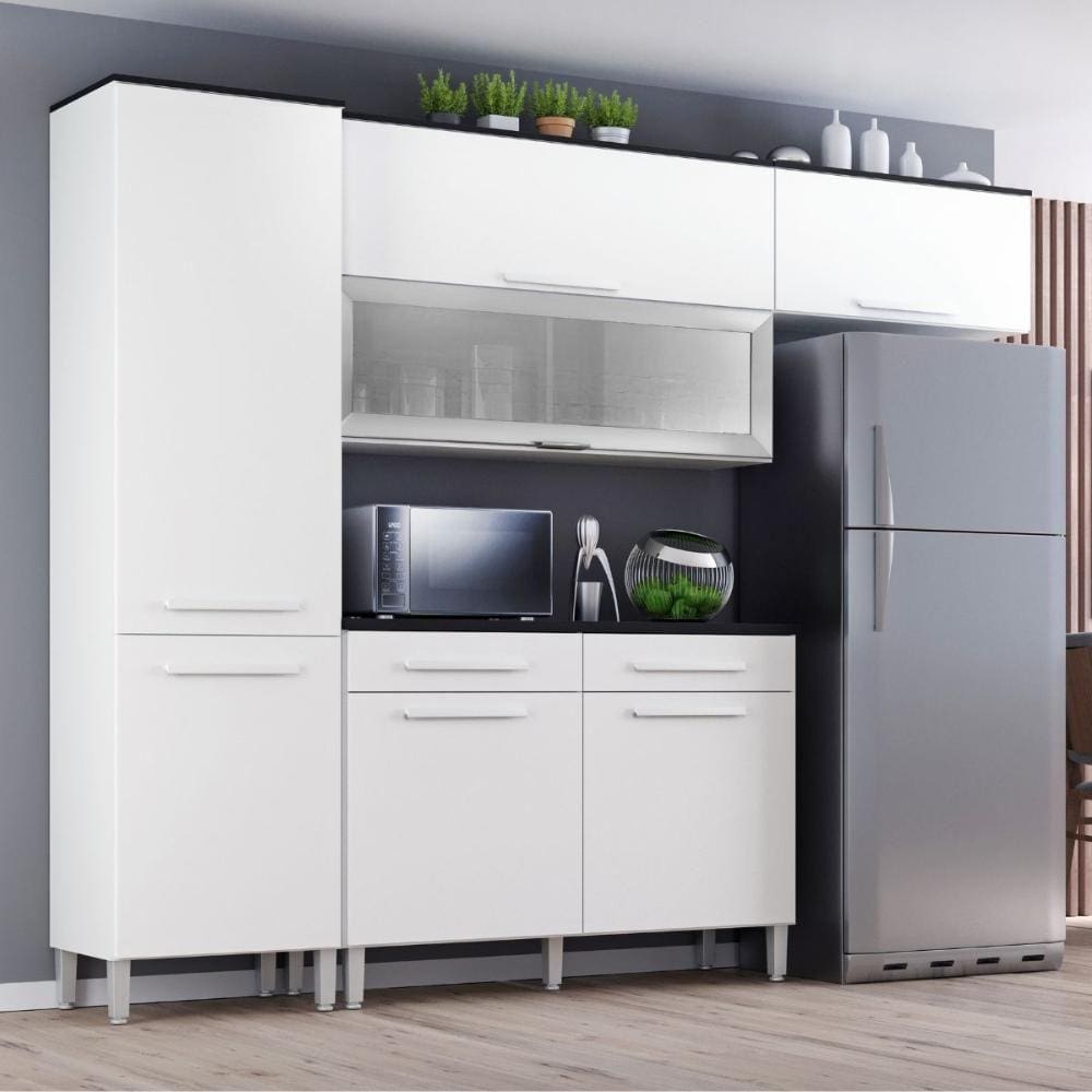 Armário Cozinha Girassol 7 Portas 2gav Pés Reguláveis