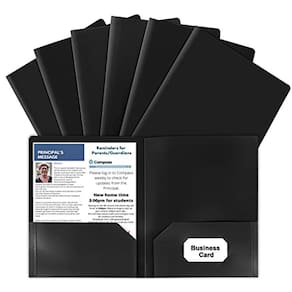 Pastas de arquivo HABGP Black com bolsos e slot para cartão de visita Ltr