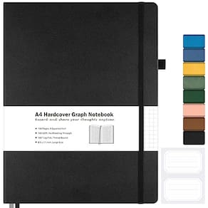 Caderno de papel gráfico MALEDEN A4 capa dura 21x29,7cm preto