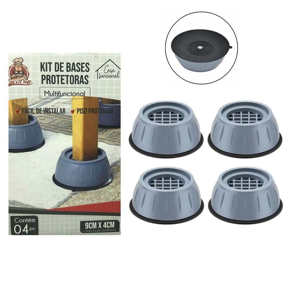 Kit 4 Bases Pés Protetores Multiuso Para Fogão Sofá Moveis