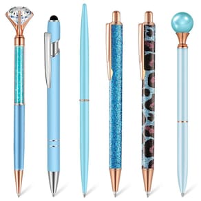 Conjunto de canetas esferográficas Qeeenar Metal Crystal Diamond, 6 unidades
