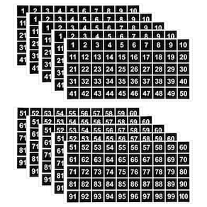 Adesivos numéricos AIEX 10 folhas, 5 conjuntos de vinil impermeável 1-100
