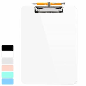 Prancheta Sooez Plastic com porta-canetas A4 8,5 x 11 polegadas transparente