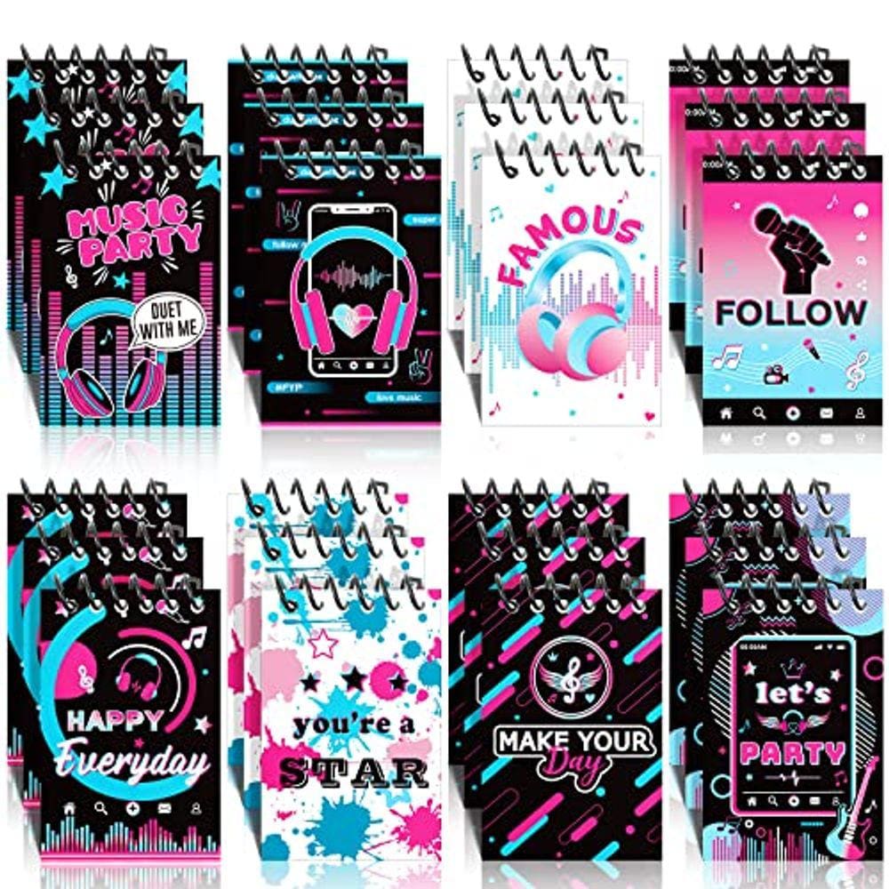 Conjunto de mini blocos de notas com tema musical, 24 peças para lembrancinhas e s infantis