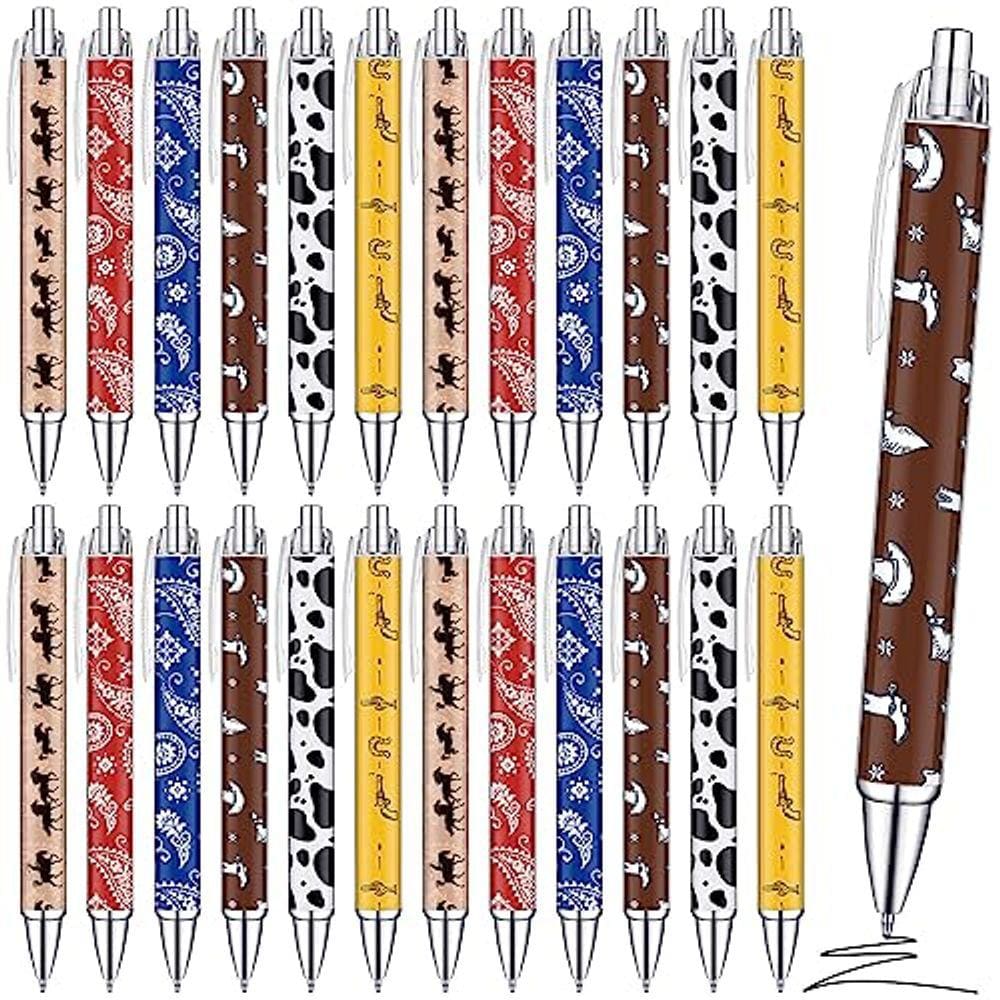 Canetas de gel Colarr Western, 24 unidades de tinta preta para escritório escolar