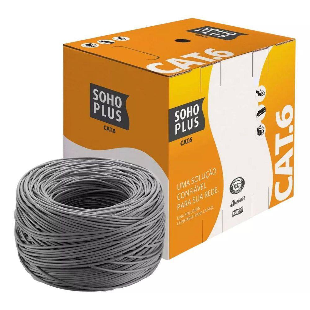 Cabo De Rede Cat6 Sohoplus Furukawa Cinza C/305Mts
