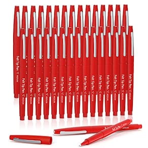 Canetas de feltro Lelix 30 vermelhas de 0,7 mm de ponta média para diário