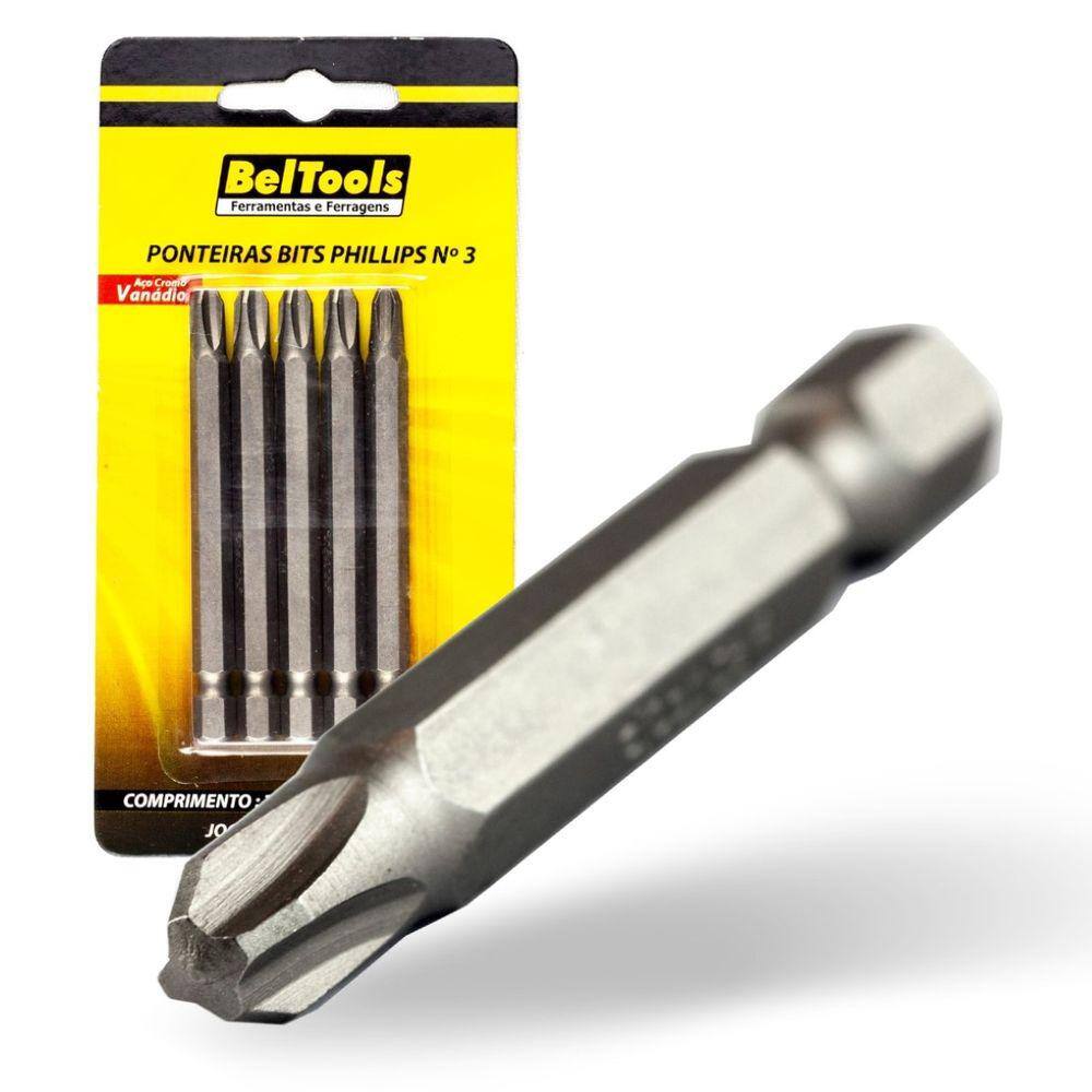 Kit 5 Ponta Bit Phillips CV 75mm x 1/4 x N3 Beltools