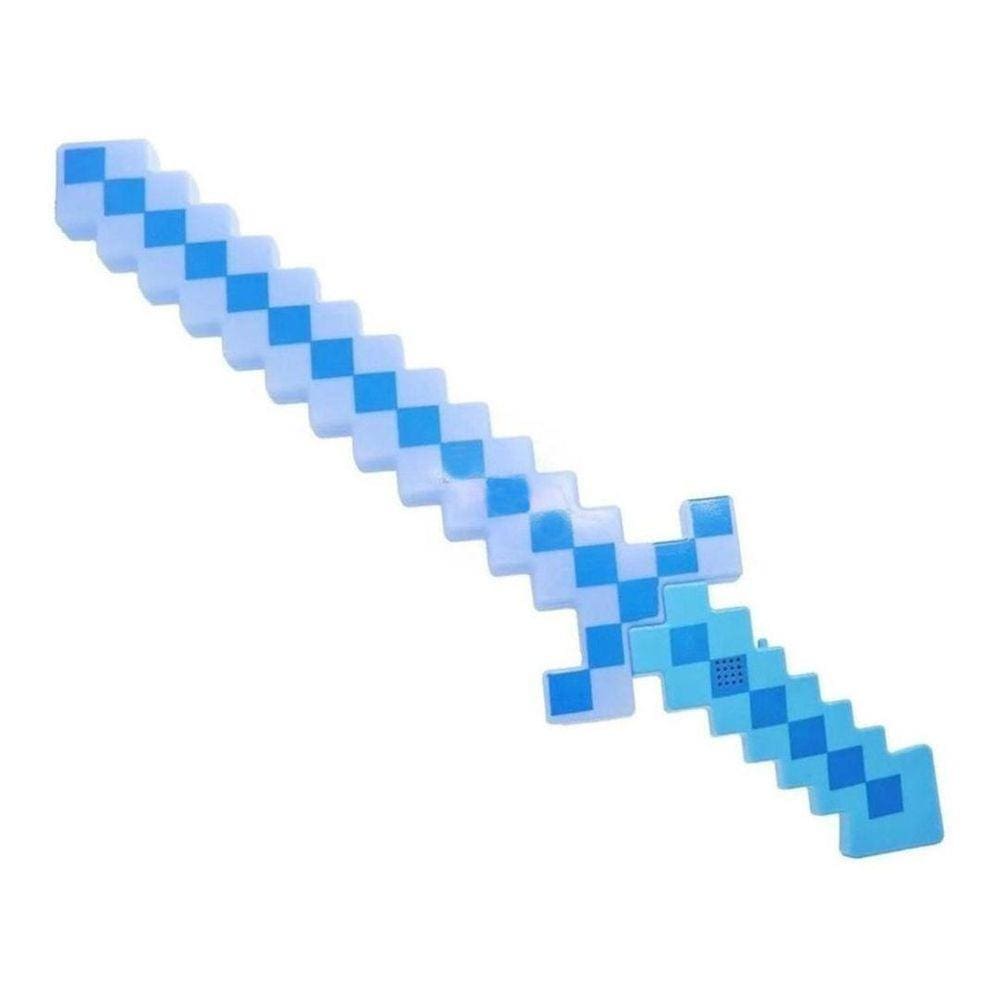 Brinquedo Espada Pixel Minecraft 58Cm Som E Luz - Azul Nº32