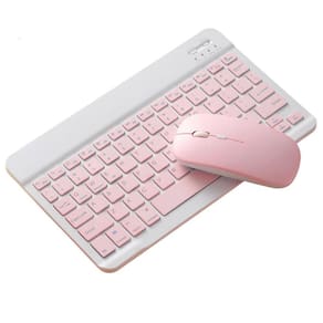 Conjunto Teclado Bluetooth e Mouse Rosa Claro | Sem Fio