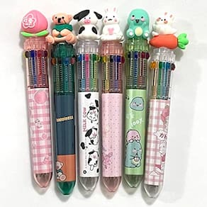 Caneta esferográfica sencoo 10 em 1 multicolorida, 10 cores, pacote com 6
