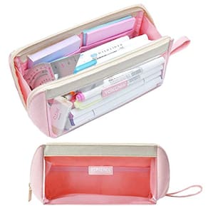 Bolsa de lápis YOKUMA Clear Aesthetic para meninas rosa